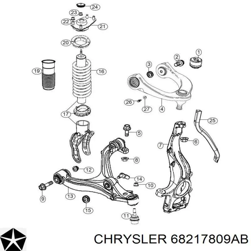 68217809AB Chrysler barra oscilante, suspensión de ruedas delantera, superior izquierda