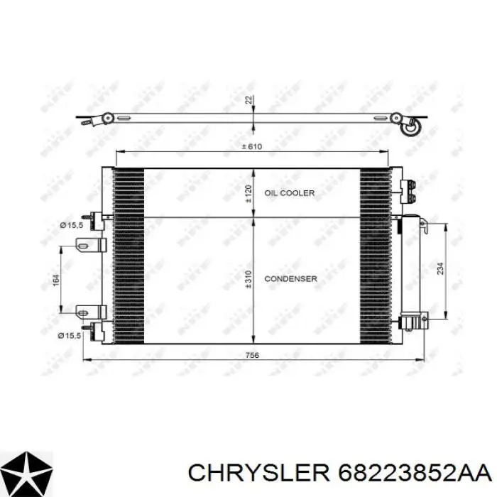 68223852AA Chrysler condensador aire acondicionado