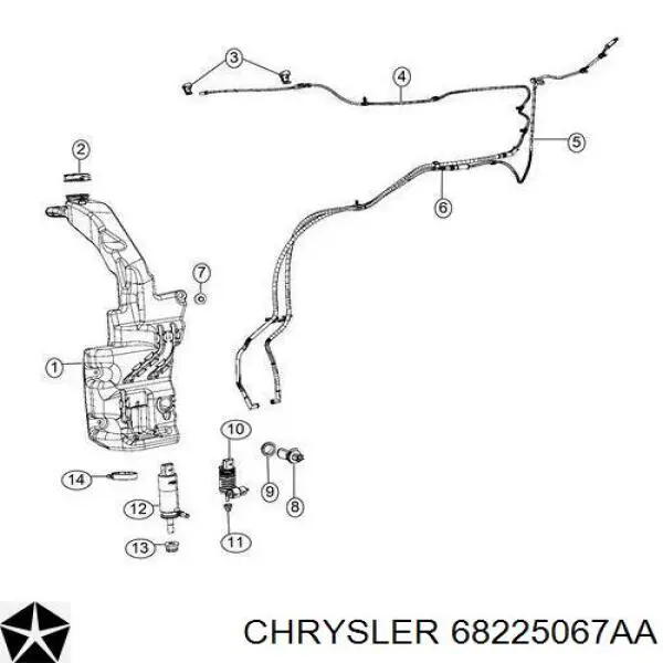 68225067AA Chrysler depósito del agua de lavado, lavado de parabrisas