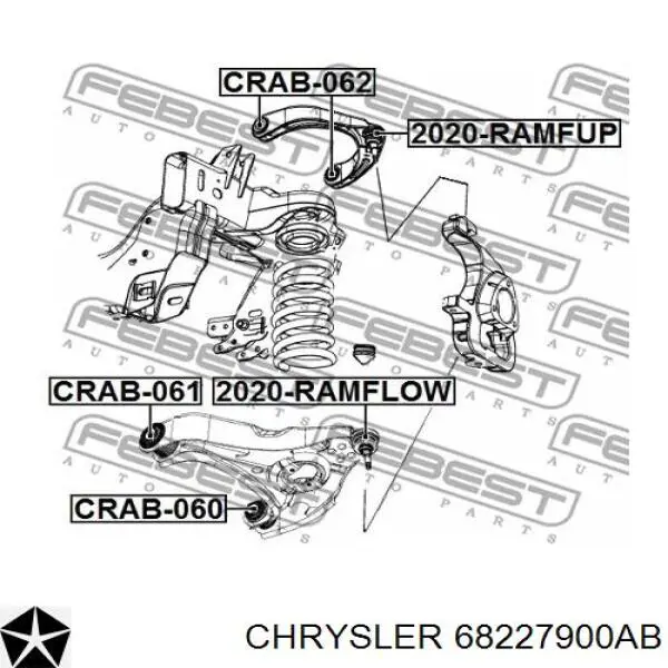 68227900AB Chrysler barra oscilante, suspensión de ruedas delantera, superior derecha