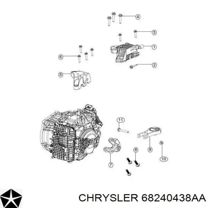 Comprar 68240438AA Chrysler Soporte de motor trasero