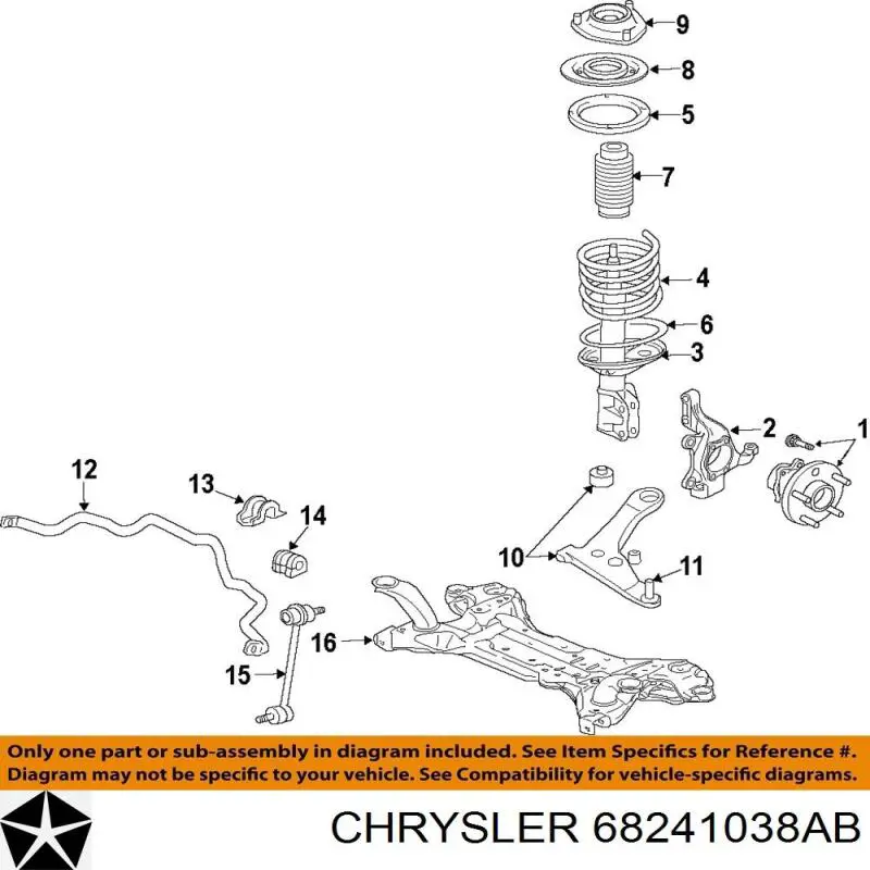 68241038AB Chrysler soporte de barra estabilizadora delantera