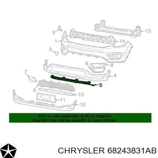 68243831AB Chrysler Soporte central del parachoques delantero