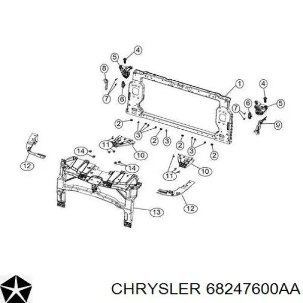 K68376692AA Fiat/Alfa/Lancia soporte de radiador completo