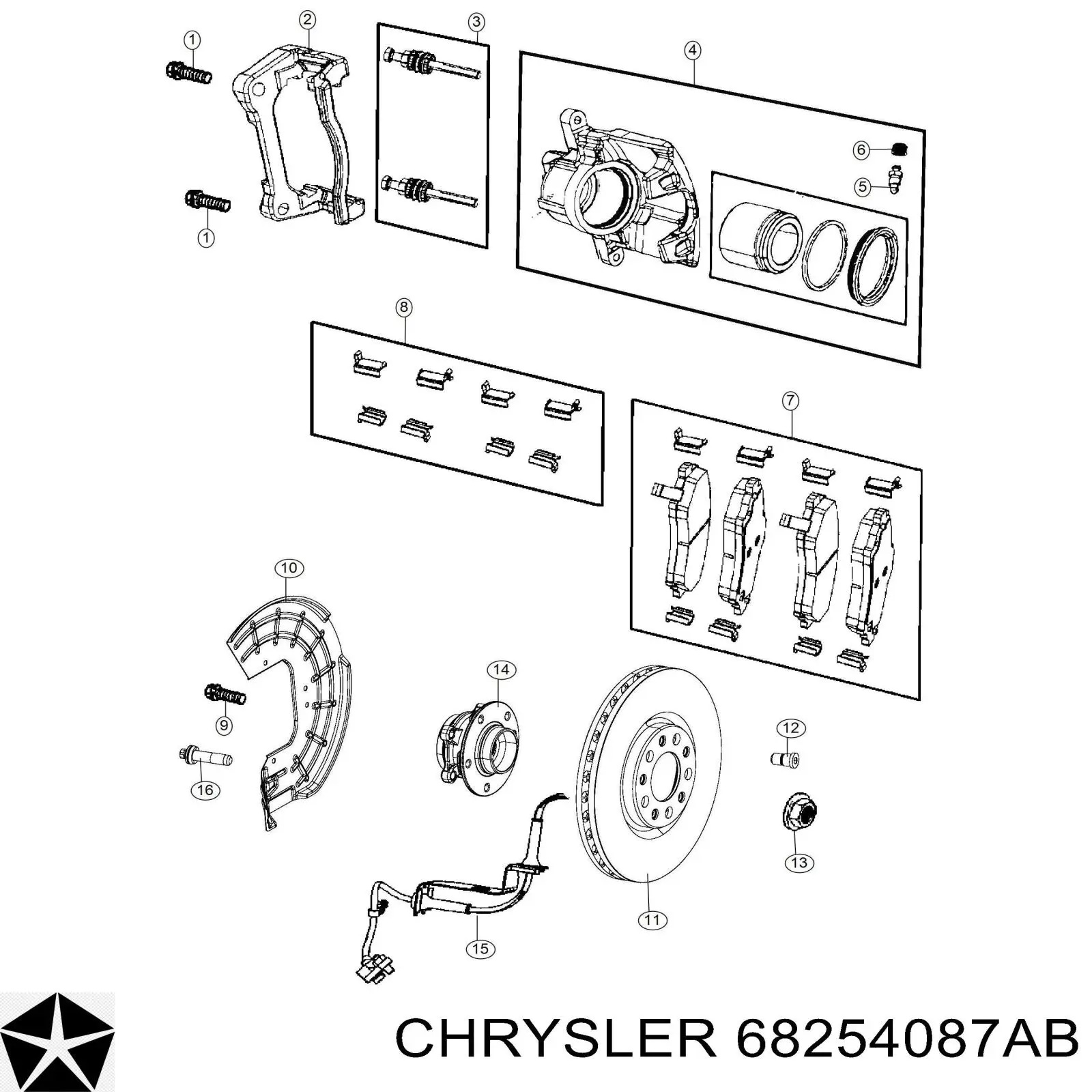 Frenos delanteros Chrysler 68254087AB precio, desde 53,72 EUR