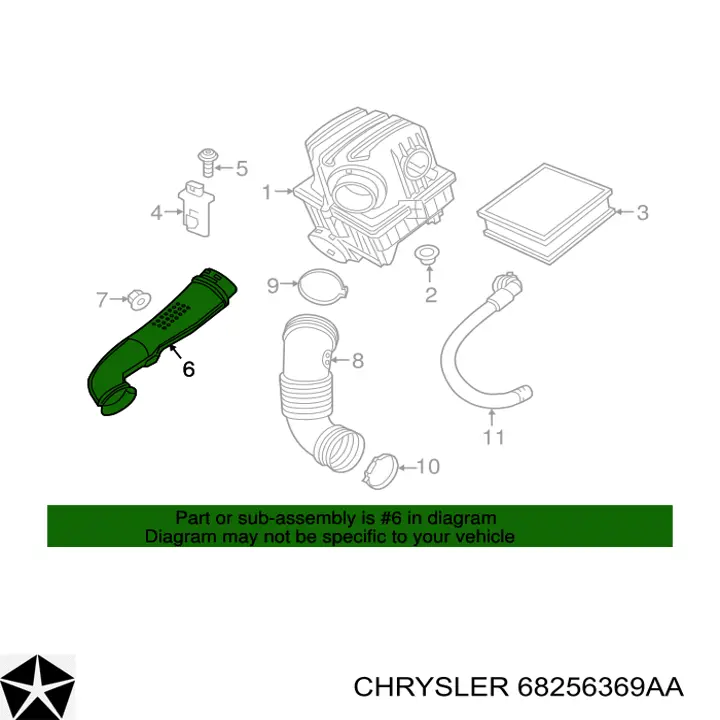 68256369AA Chrysler tubo flexible de aspiración, entrada del filtro de aire