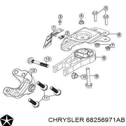 68256971AB Chrysler soporte de motor trasero