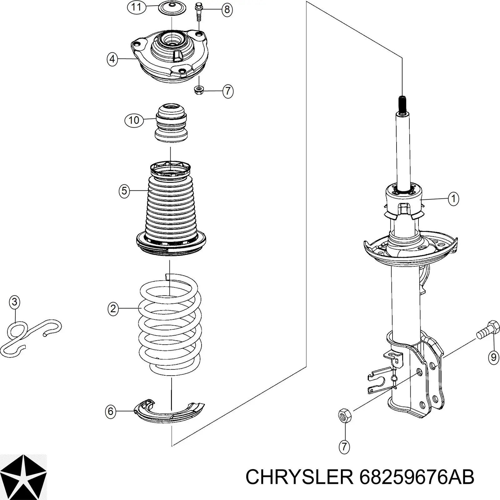 Amortiguador delantero derecho Chrysler 68259676AB precio, desde 98,87 EUR