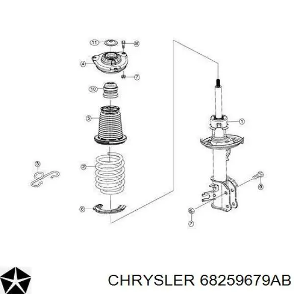 68259679AB Chrysler amortiguador delantero izquierdo