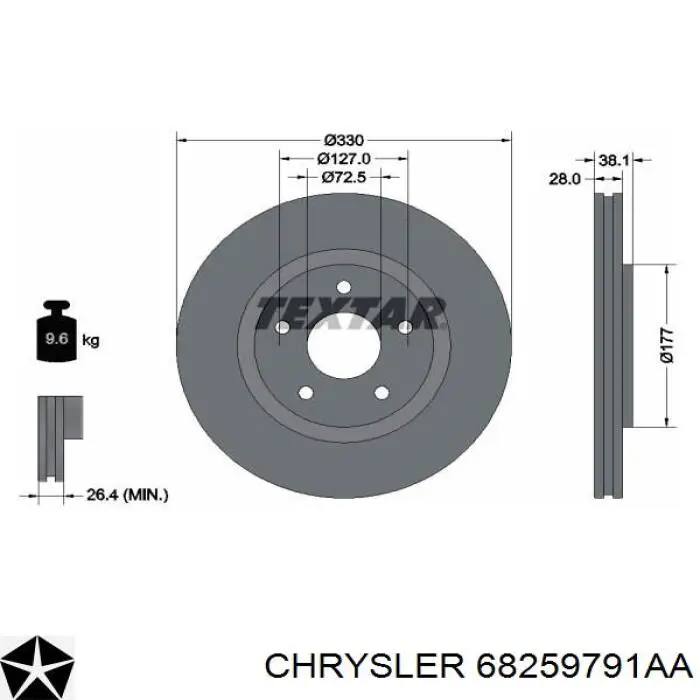 Frenos delanteros Chrysler 68259791AA precio, desde 74,32 EUR