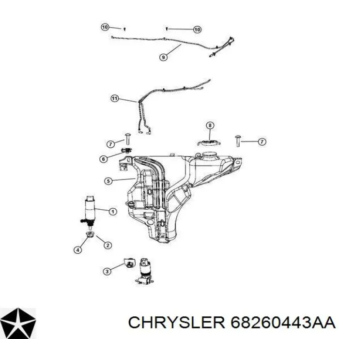 Comprar 68260443AA Chrysler Boquilla del lavaparabrisas