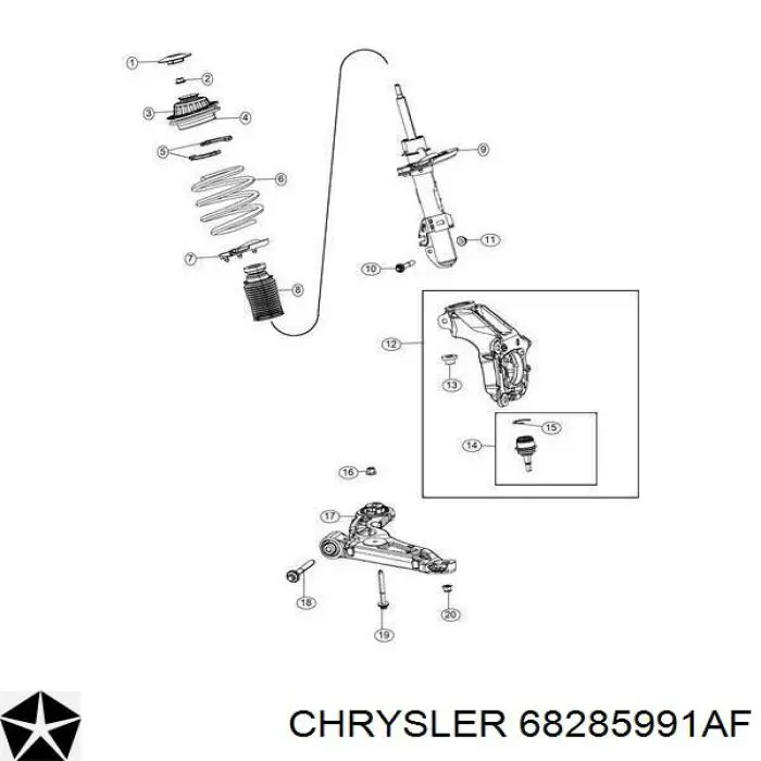 68285991AF Chrysler barra oscilante, suspensión de ruedas delantera, inferior izquierda