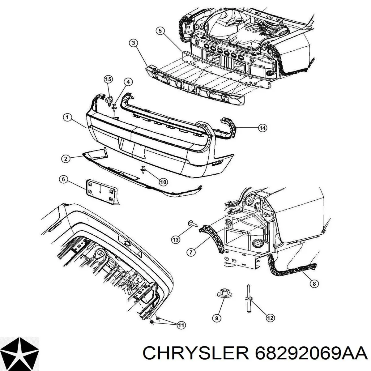 Paragolpes trasero Dodge Challenger 