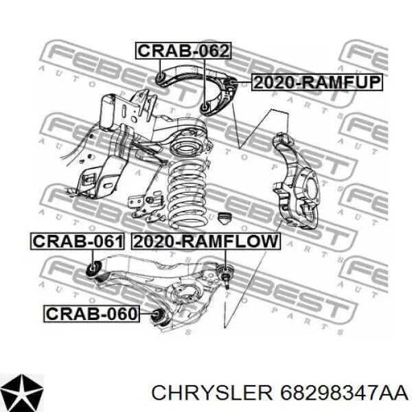 68298347AA Chrysler barra oscilante, suspensión de ruedas delantera, inferior izquierda