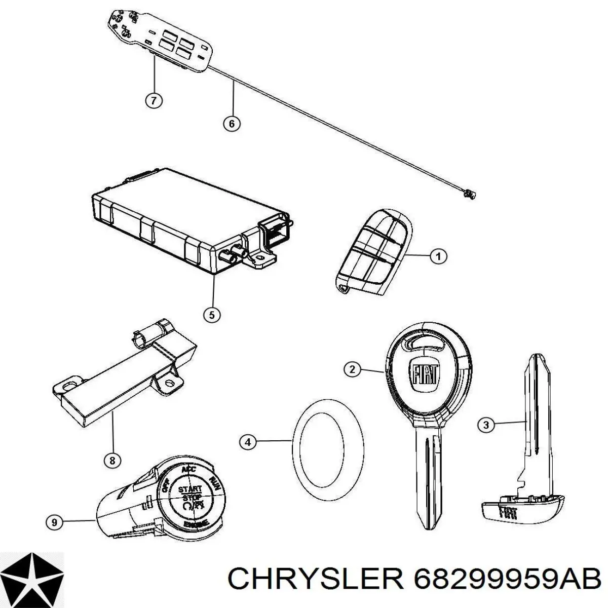 68299959AC Chrysler boton de arranque de el motor