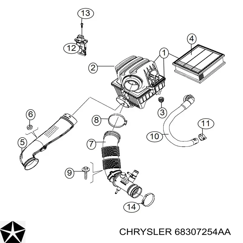 68307254AA Chrysler casco de filtro de aire