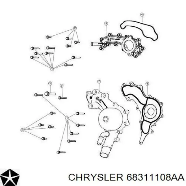 68311108AA Chrysler bomba de agua