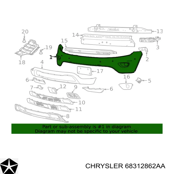 68312862AA Chrysler parachoques delantero