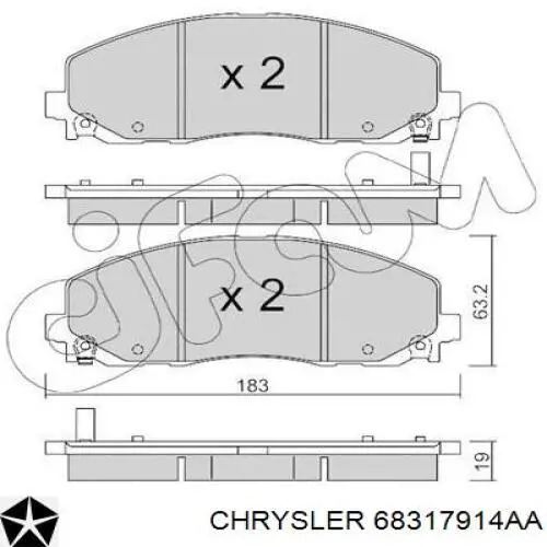 68317914AA Chrysler pastillas de freno delanteras