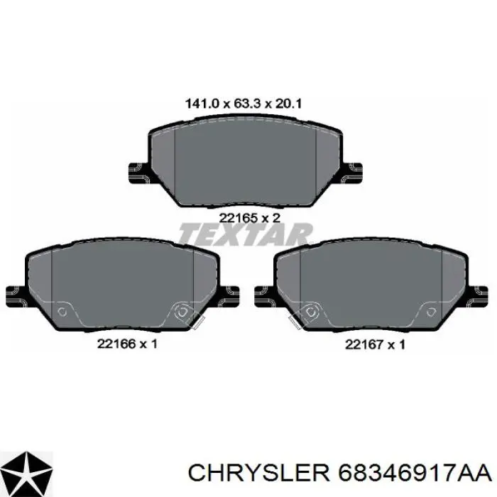 68346917AA Chrysler pastillas de freno delanteras