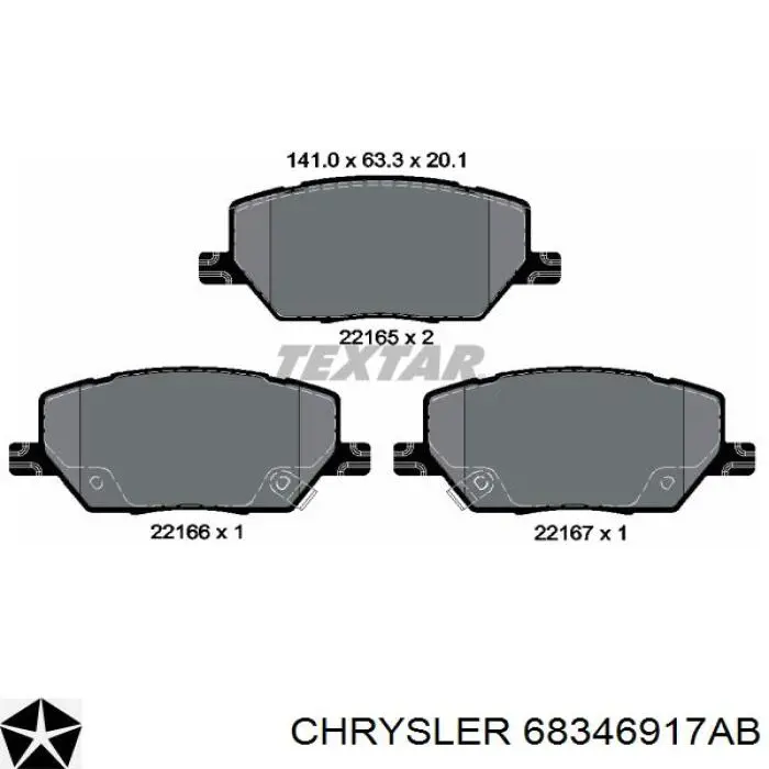 68346917AB Chrysler pastillas de freno delanteras