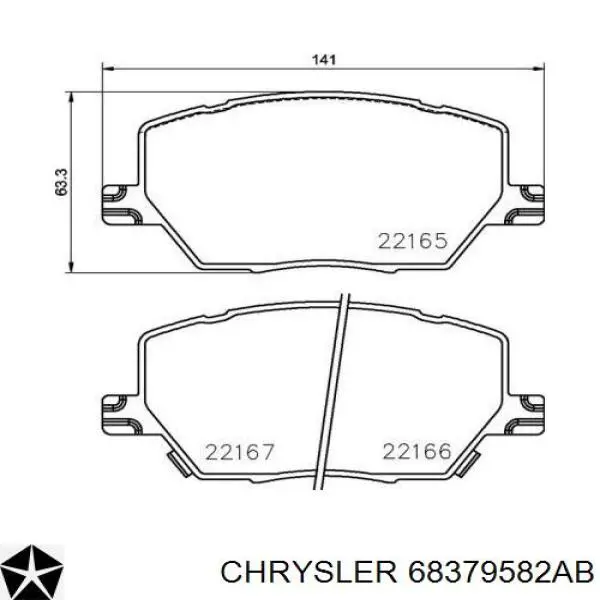Comprar 68379582AB Chrysler Pastillas delanteras de freno