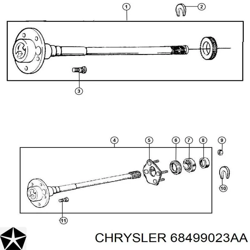 68499023AA Chrysler cojinete, palier, eje trasero, exterior