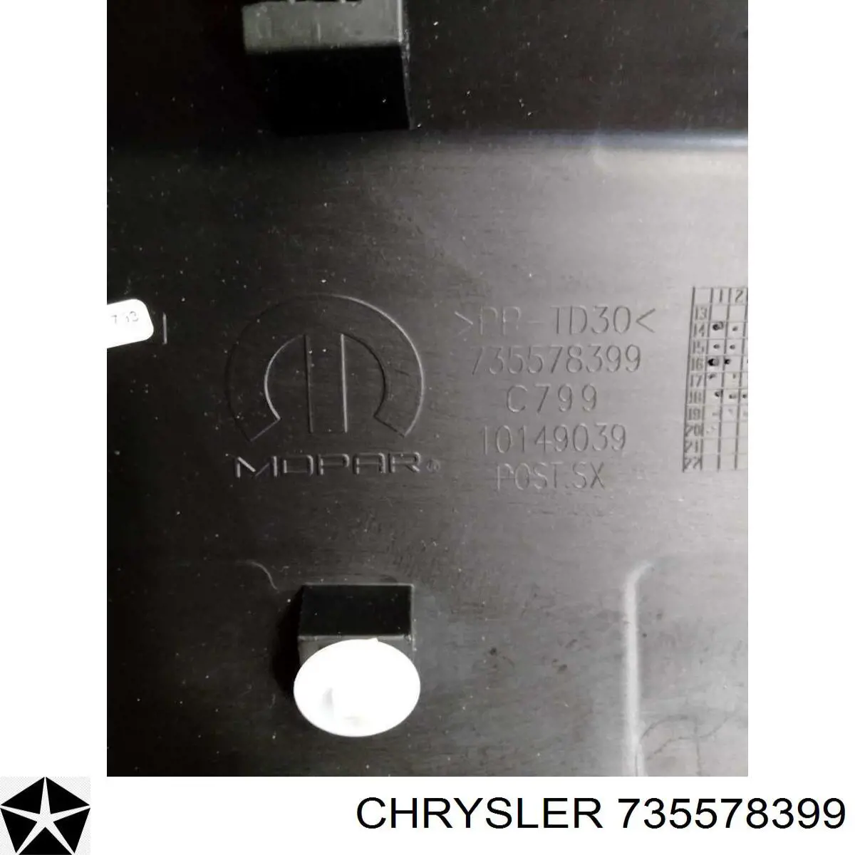 735578399 Chrysler moldura puerta trasera izquierda