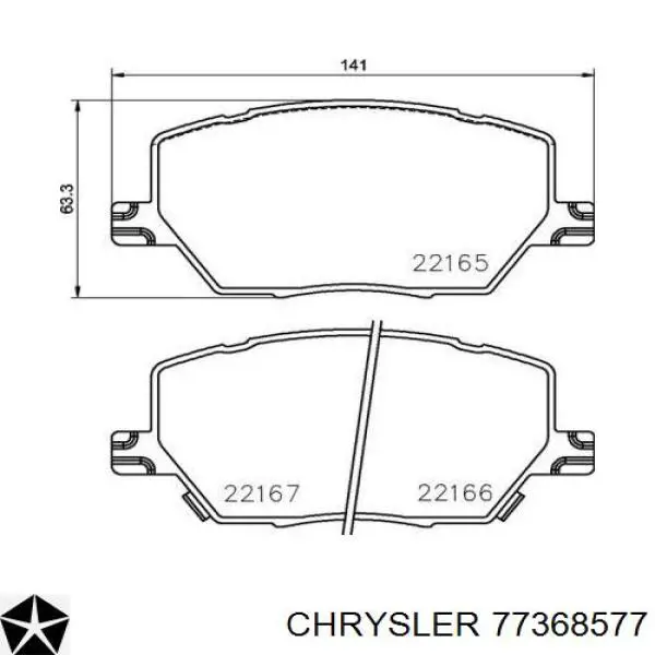 77368577 Chrysler pastillas de freno delanteras