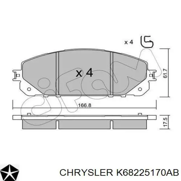 K68225170AB Chrysler pastillas de freno delanteras