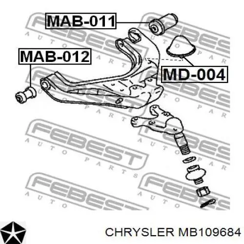 MB109684 Chrysler silentblock de suspensión delantero inferior