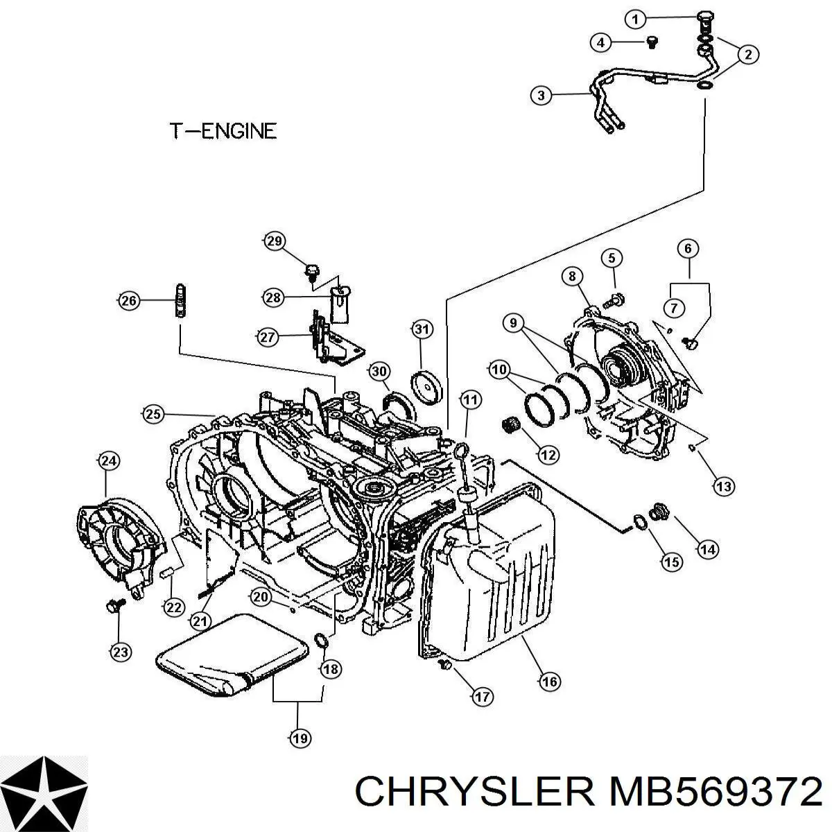 MB569372 Chrysler tapón roscado, colector de aceite