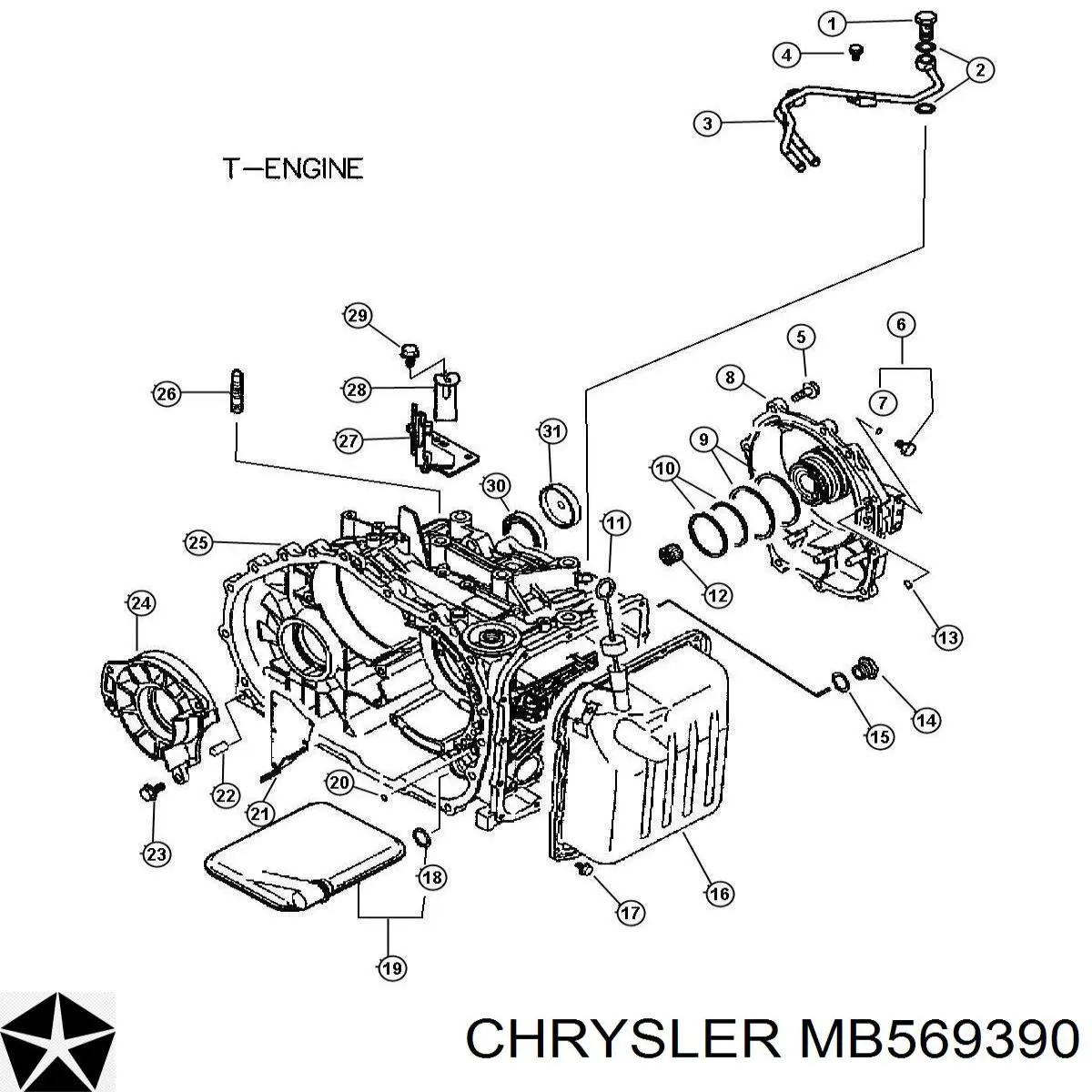 MB569390 Chrysler tapón roscado, colector de aceite