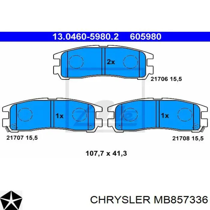 MB857336 Chrysler pastillas de freno traseras