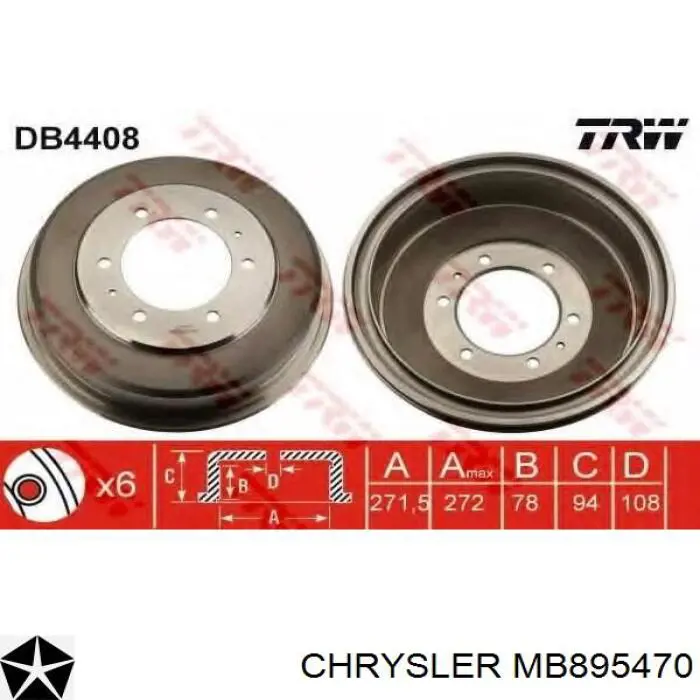 MB895470 Chrysler freno de tambor trasero