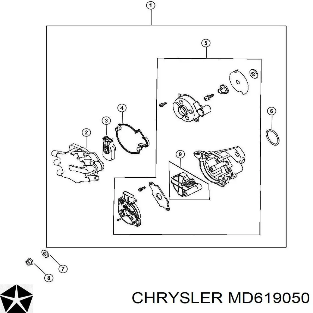 MD619050 Chrysler tapa de distribuidor de encendido