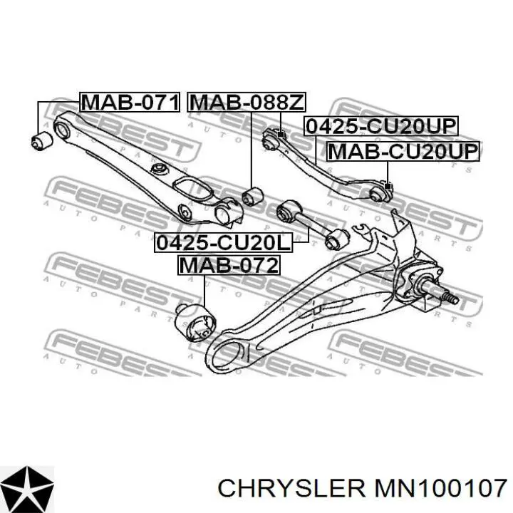 MN100107 Chrysler brazo suspension inferior trasero izquierdo/derecho