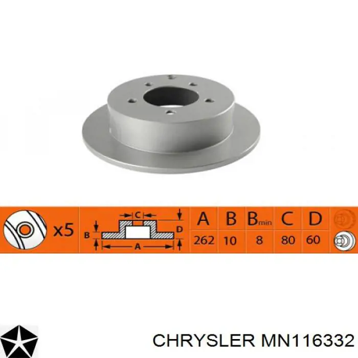 MN116332 Chrysler Freno de disco trasero