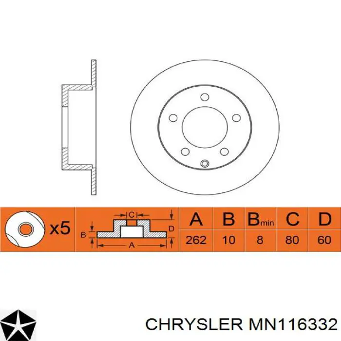 Comprar MN116332 Chrysler Disco de freno trasero