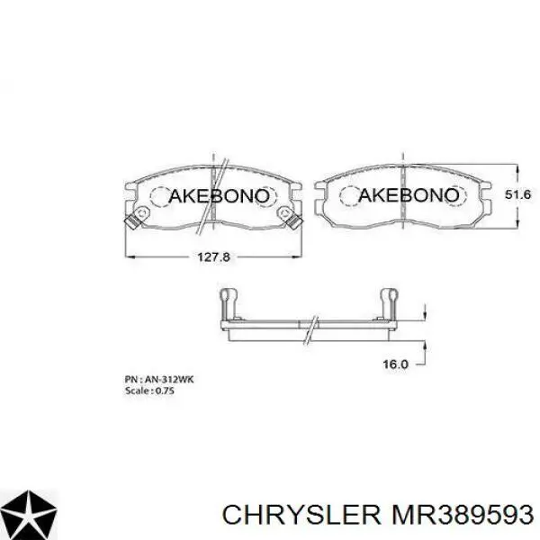 MR389593 Chrysler lamina antiruido pastilla de freno delantera
