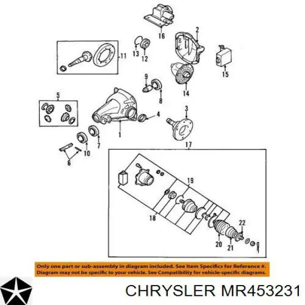 MR453231 Chrysler cojinete, palier, eje trasero, interior