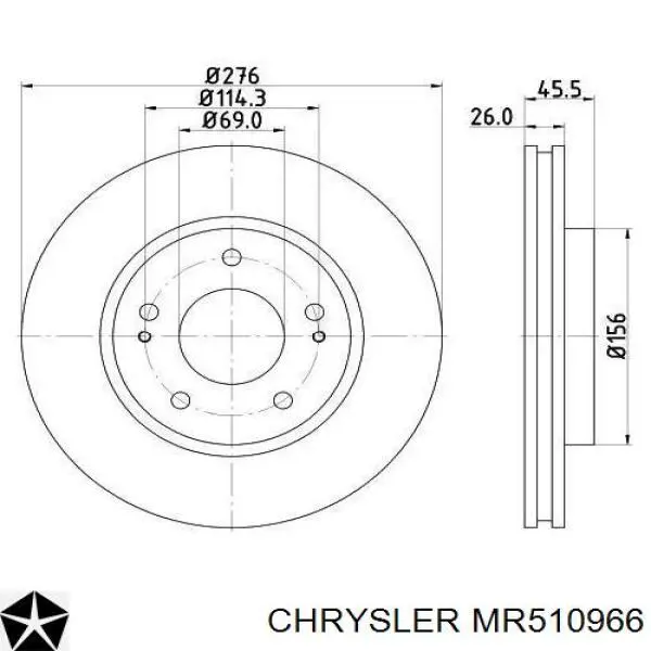 MR510966 Chrysler disco de freno delantero