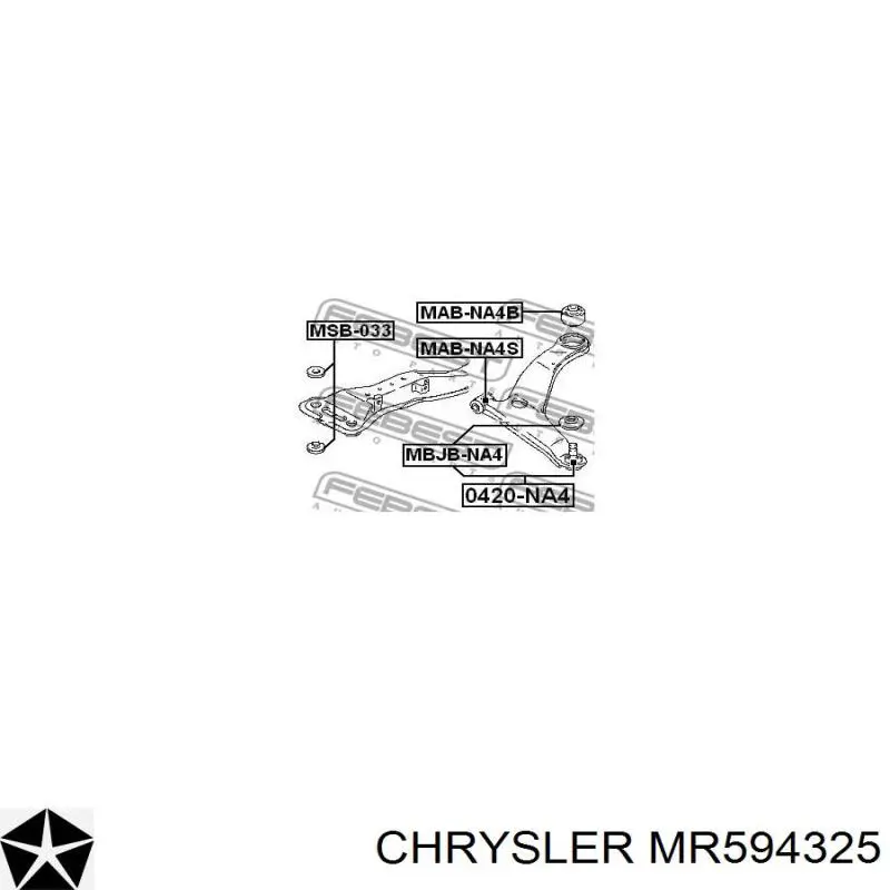 MR594325 Chrysler barra oscilante, suspensión de ruedas delantera, inferior izquierda