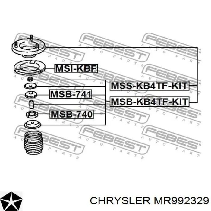 MR992329 Chrysler silentblock en barra de amortiguador delantera