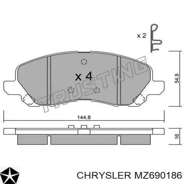 MZ690186 Chrysler pastillas de freno delanteras