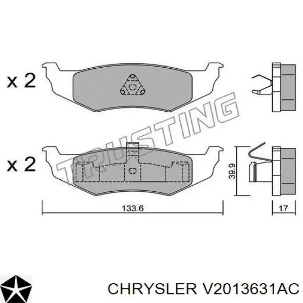 V2013631AC Chrysler pastillas de freno traseras