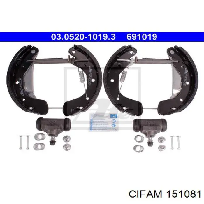 151-081 Cifam juego de zapatas de frenos de tambor, con cilindros, completo