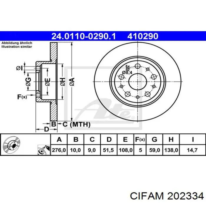 202-334 Cifam cilindro principal de freno