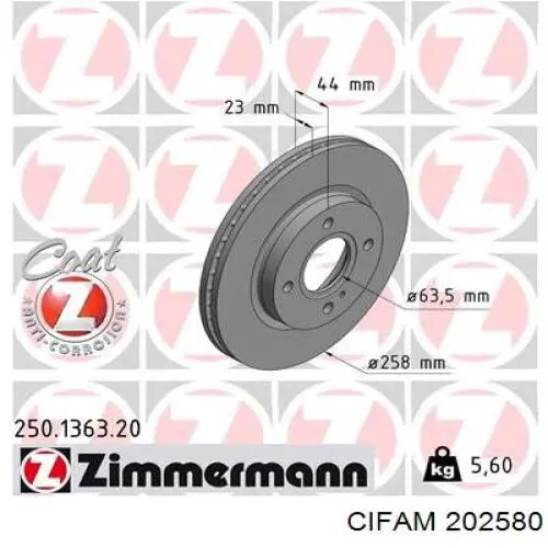 202-580 Cifam cilindro principal de freno