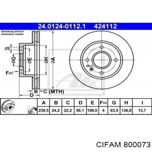 Freno de disco delantero Ford Escort 4 GAF, AWF, ABFT